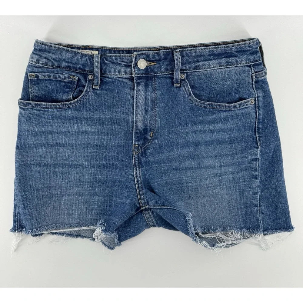 Levi's 721 Women's High Rise Skinny Cut Off Denim Shorts Distressed Size 29W